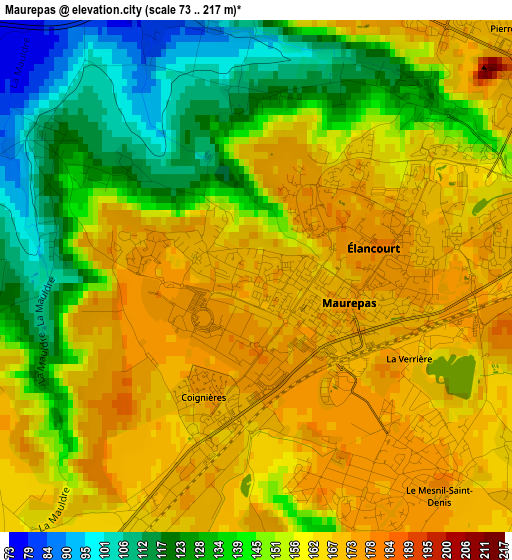 Maurepas elevation map