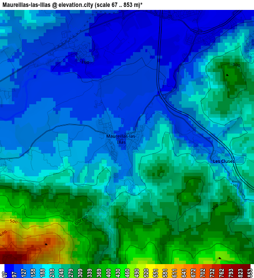 Maureillas-las-Illas elevation map