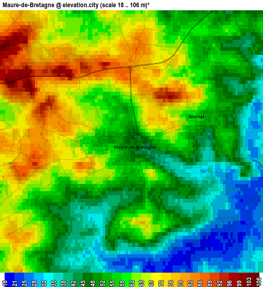 Maure-de-Bretagne elevation map