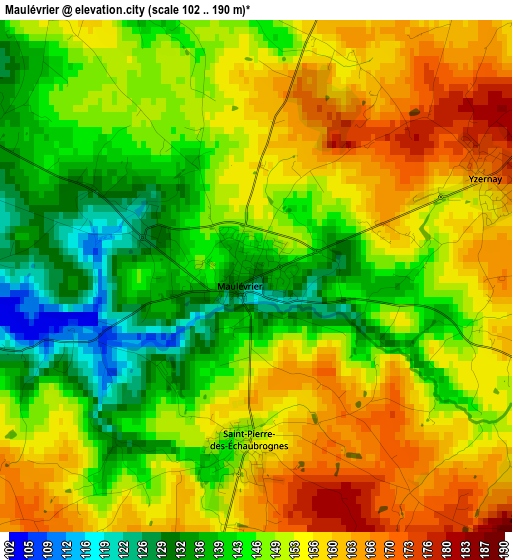 Maulévrier elevation map