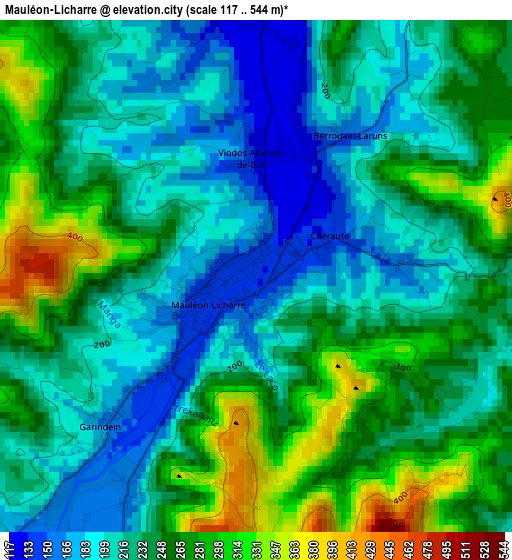 Mauléon-Licharre elevation map