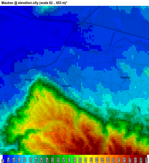 Maubec elevation map