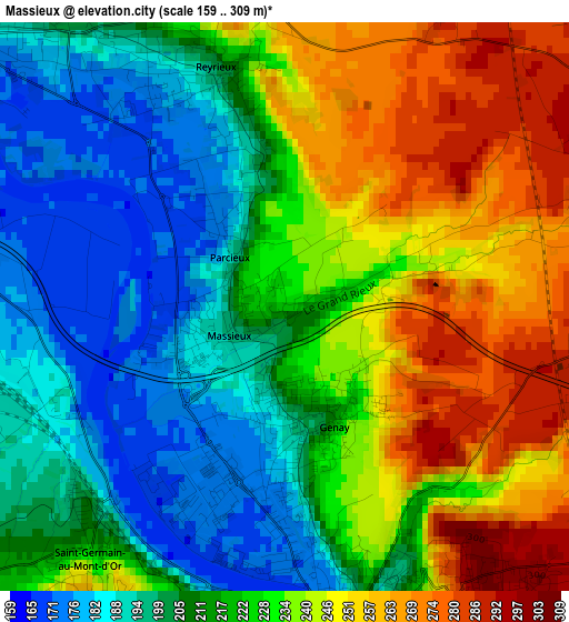 Massieux elevation map