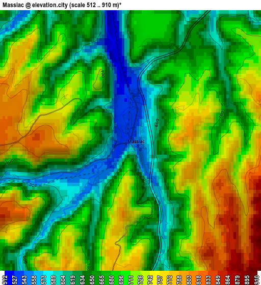 Massiac elevation map