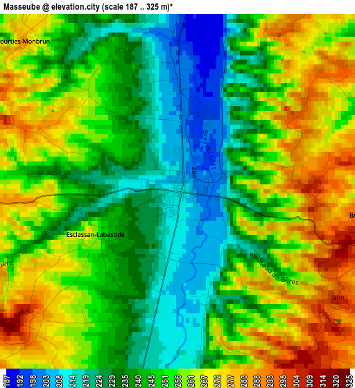 Masseube elevation map