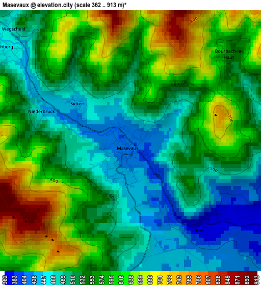 Masevaux elevation map