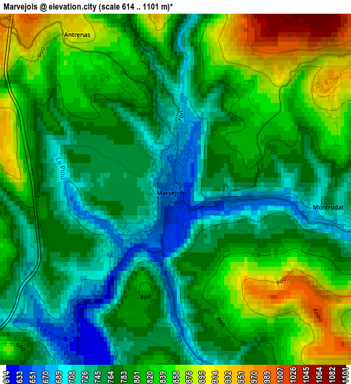 Marvejols elevation map