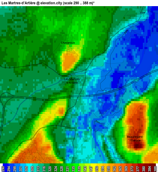 Les Martres-d'Artière elevation map