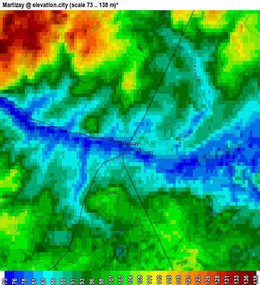 Martizay elevation map