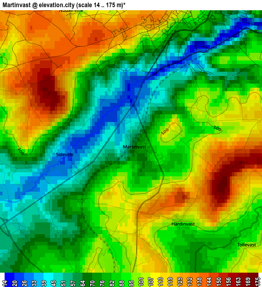 Martinvast elevation map