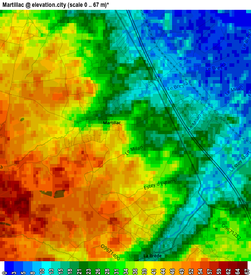 Martillac elevation map