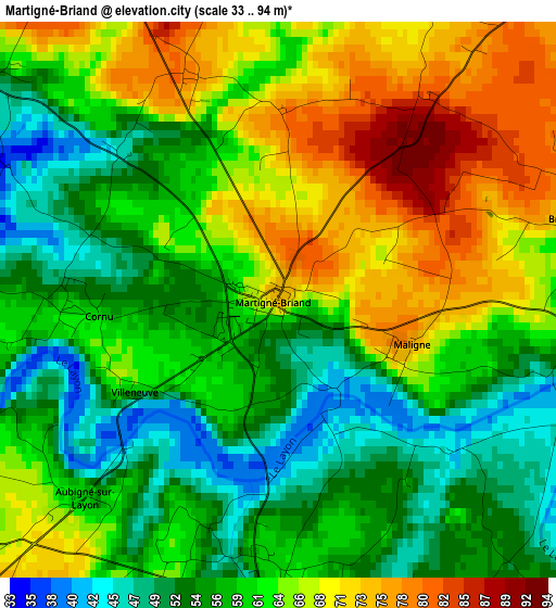 Martigné-Briand elevation map