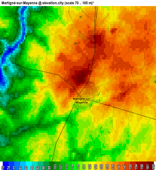 Martigné-sur-Mayenne elevation map