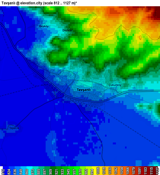 Tavşanlı elevation map