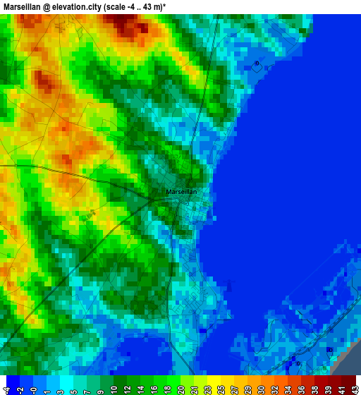 Marseillan elevation map