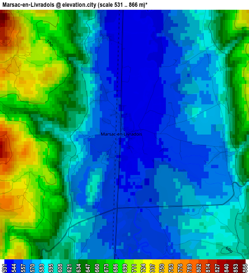 Marsac-en-Livradois elevation map