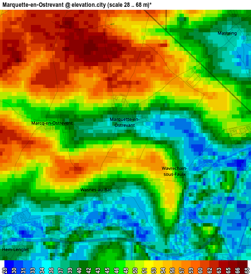 Marquette-en-Ostrevant elevation map