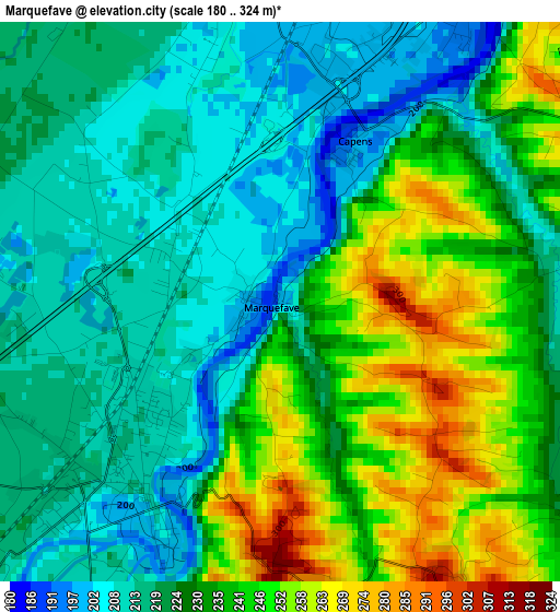 Marquefave elevation map