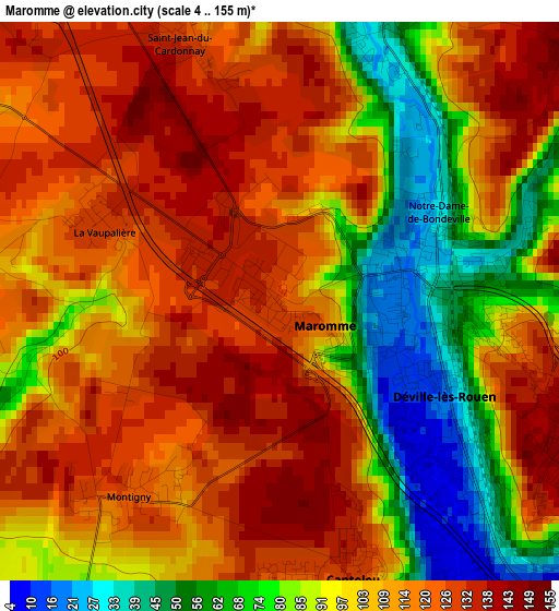 Maromme elevation map