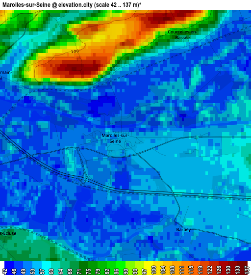 Marolles-sur-Seine elevation map