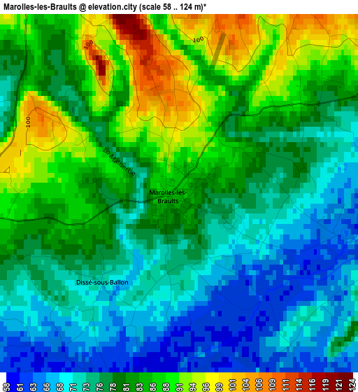 Marolles-les-Braults elevation map