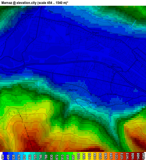 Marnaz elevation map