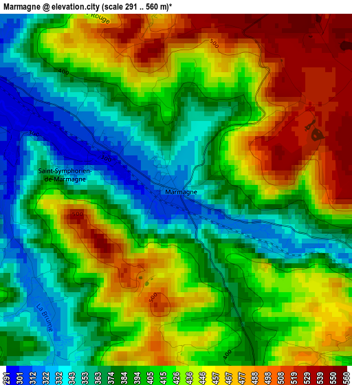 Marmagne elevation map