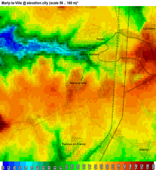 Marly-la-Ville elevation map