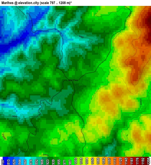 Marlhes elevation map