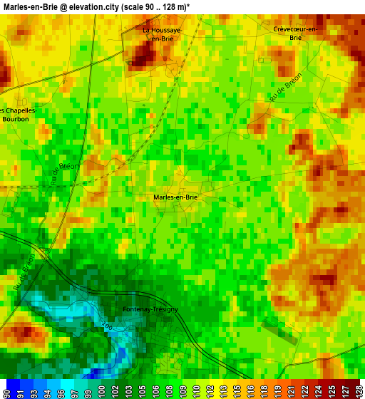 Marles-en-Brie elevation map