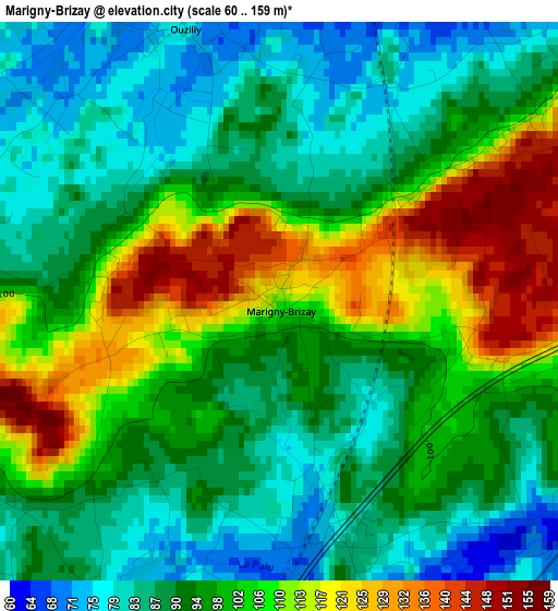 Marigny-Brizay elevation map