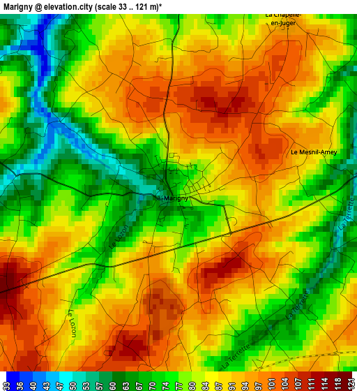 Marigny elevation map