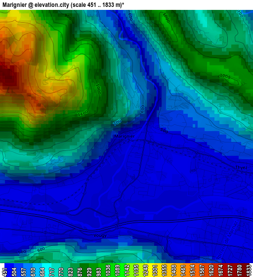 Marignier elevation map