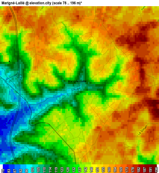 Marigné-Laillé elevation map