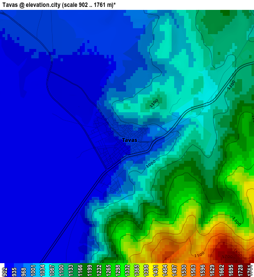 Tavas elevation map