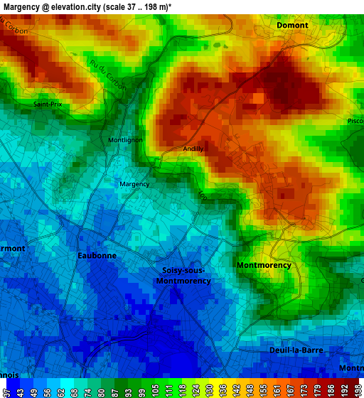 Margency elevation map