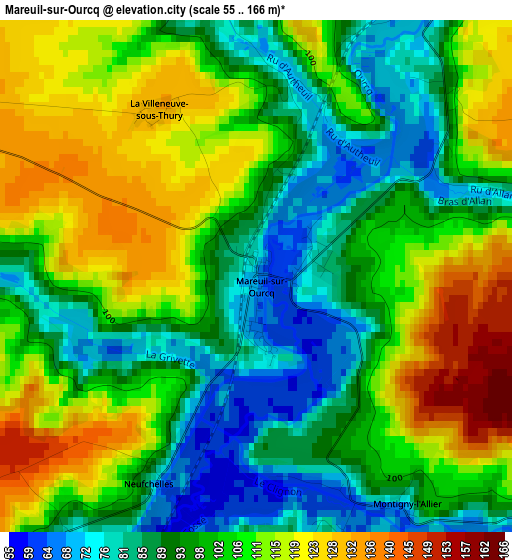 Mareuil-sur-Ourcq elevation map