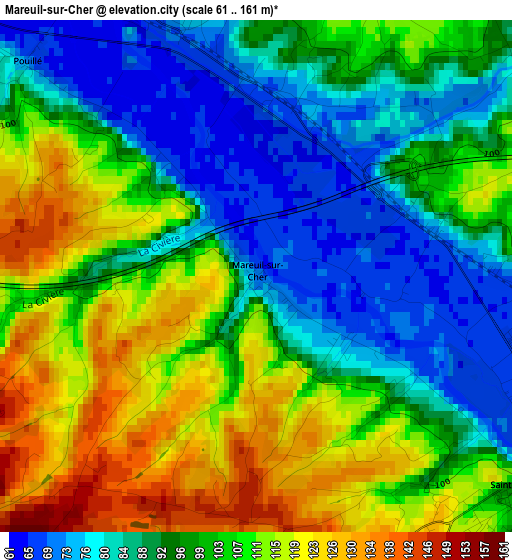 Mareuil-sur-Cher elevation map