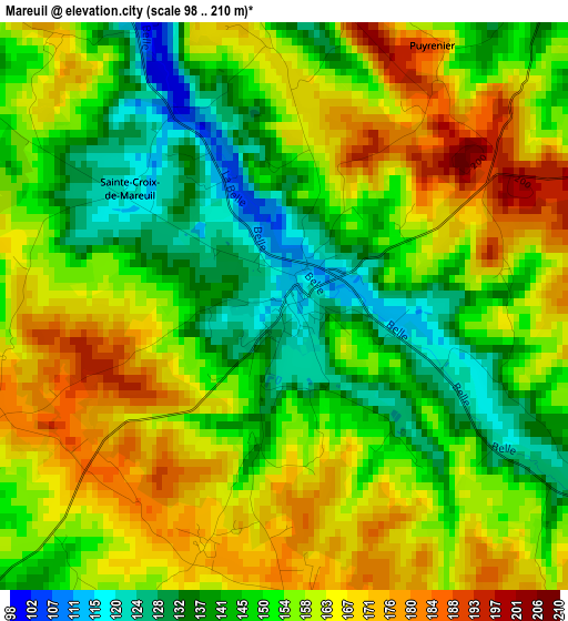 Mareuil elevation map