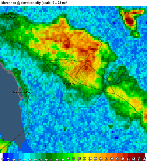 Marennes elevation map