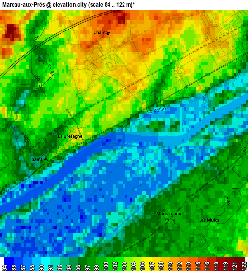 Mareau-aux-Prés elevation map