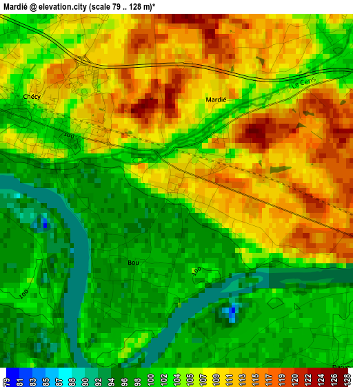 Mardié elevation map