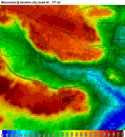 Marcoussis elevation map