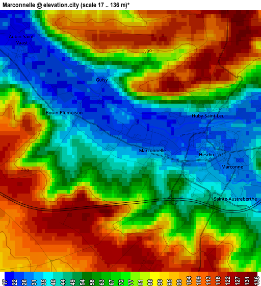 Marconnelle elevation map