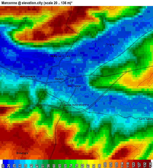 Marconne elevation map