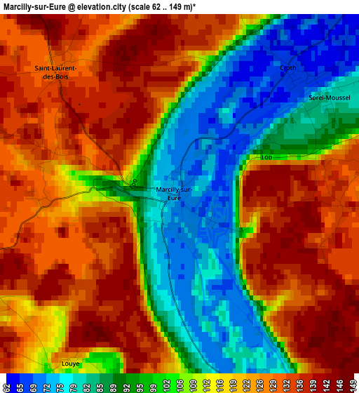 Marcilly-sur-Eure elevation map