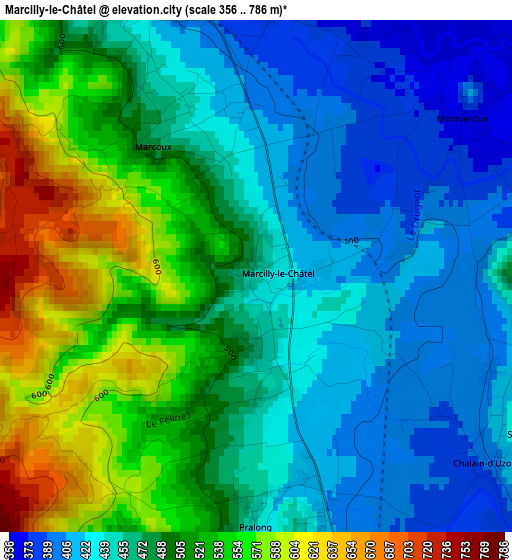 Marcilly-le-Châtel elevation map