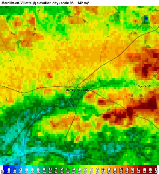 Marcilly-en-Villette elevation map