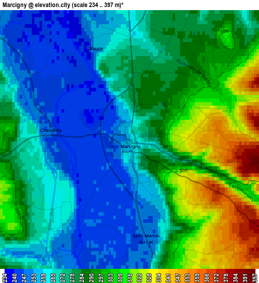 Marcigny elevation map