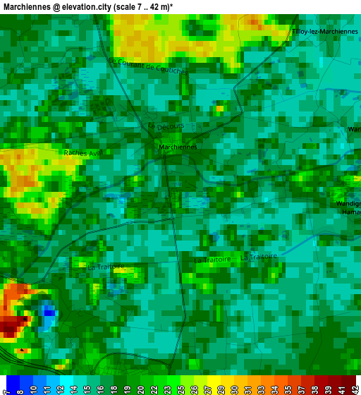 Marchiennes elevation map